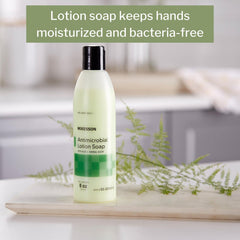 McKesson hand soap with aloe moisturizes skin during handwashing.