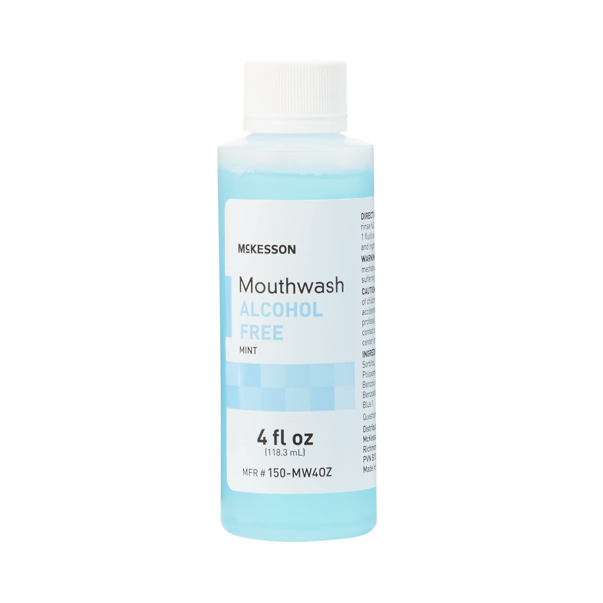 McKesson Mouthwash bottle with mint flavor, alcohol-free, 4 oz