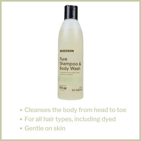 McKesson Pure label close-up shows sulfate-free and fragrance-free formula.