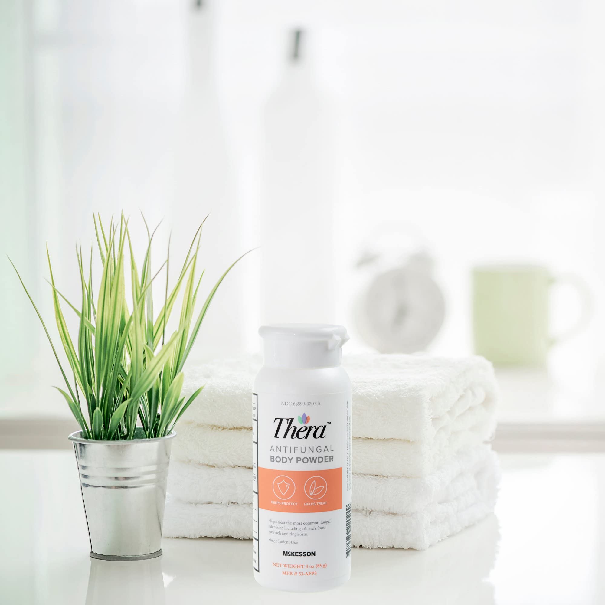 McKesson Thera Antifungal Body Powder in foot care routine—daily protection
