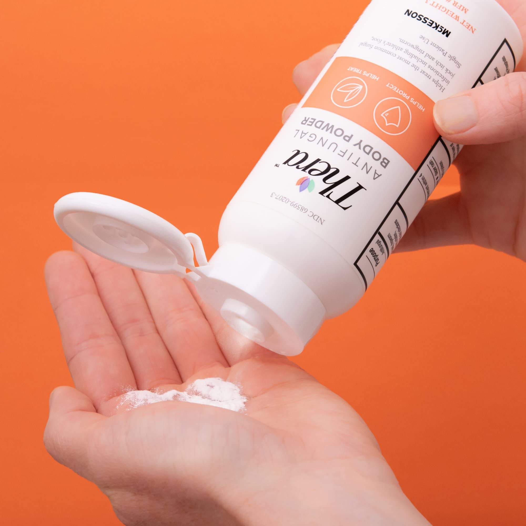 McKesson Thera Antifungal Body Powder labeled directions—use as directed