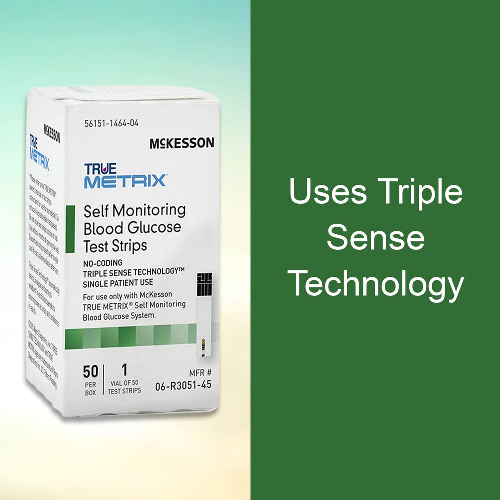 McKesson True METRIX 0.5 microliter sample shown for minimal blood.