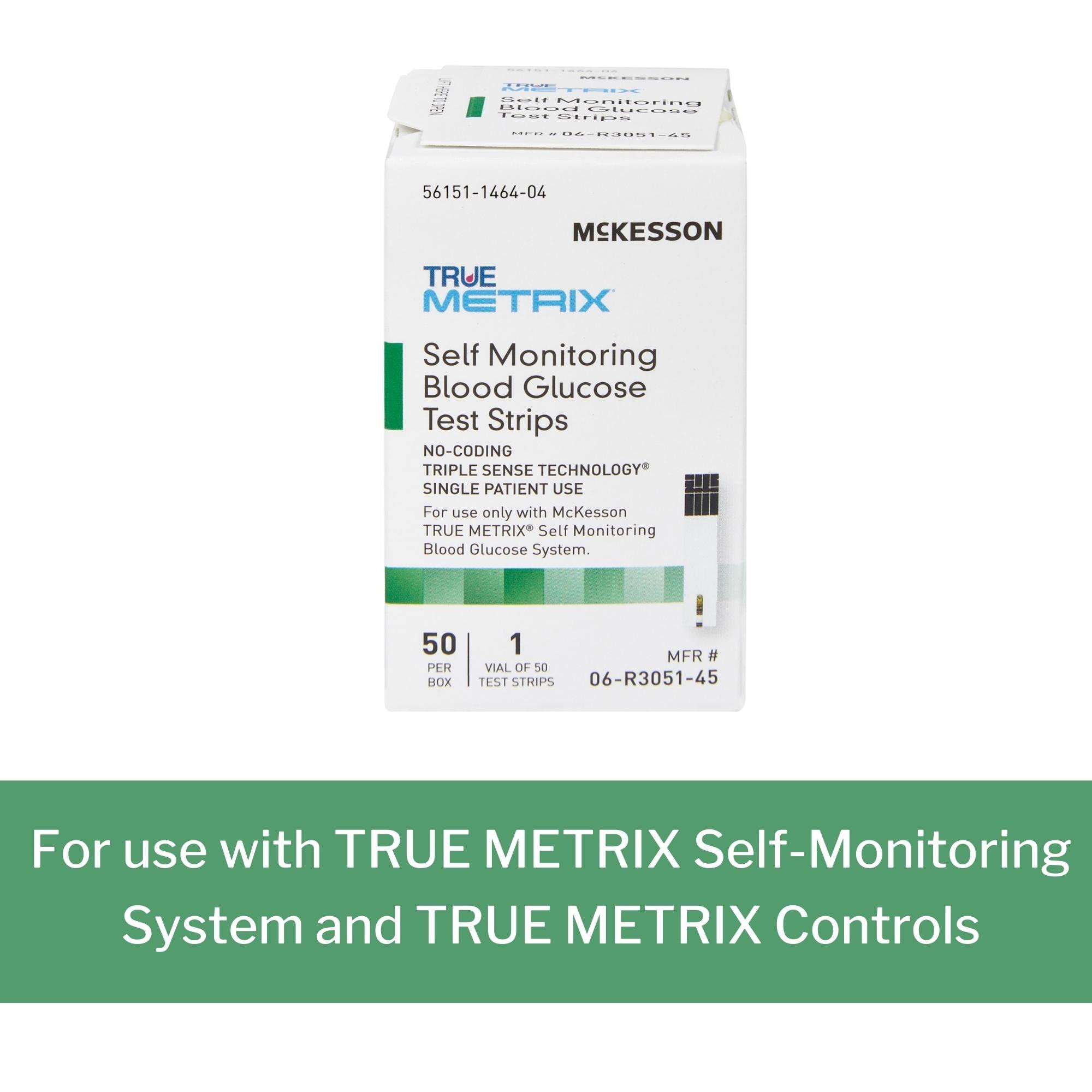 McKesson True METRIX strip closeup highlighting test strip precision.