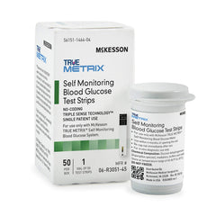 McKesson True METRIX strip packaging shown for easy daily diabetes testing.
