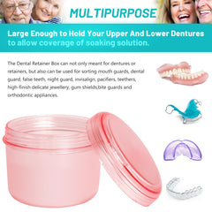 Rinse basket inside denture bath cup for full and partial dentures