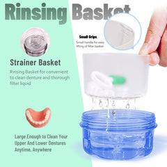 Detachable drain basket inside the denture cup