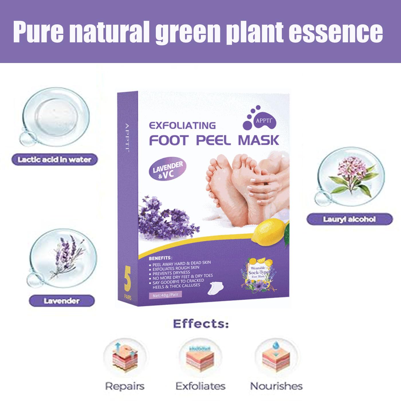 Mckkymi foot peel mask 5 pack targeting calluses for smoother skin