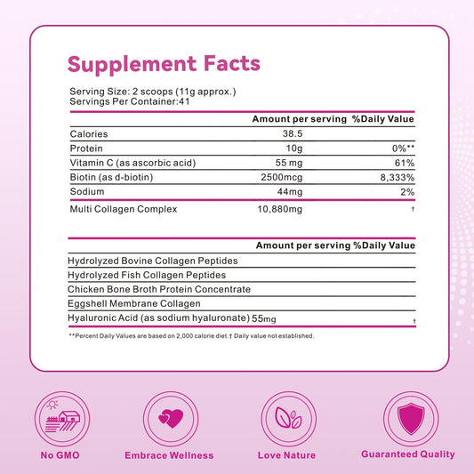 Label close-up of Mclovefy collagen powder tub