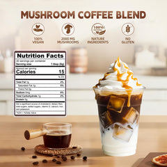 MCT oil and coconut milk alongside mushroom coffee ingredients
