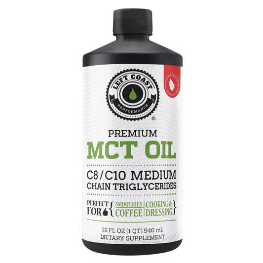 100% coconut MCT oil liquid 32oz bottle with label