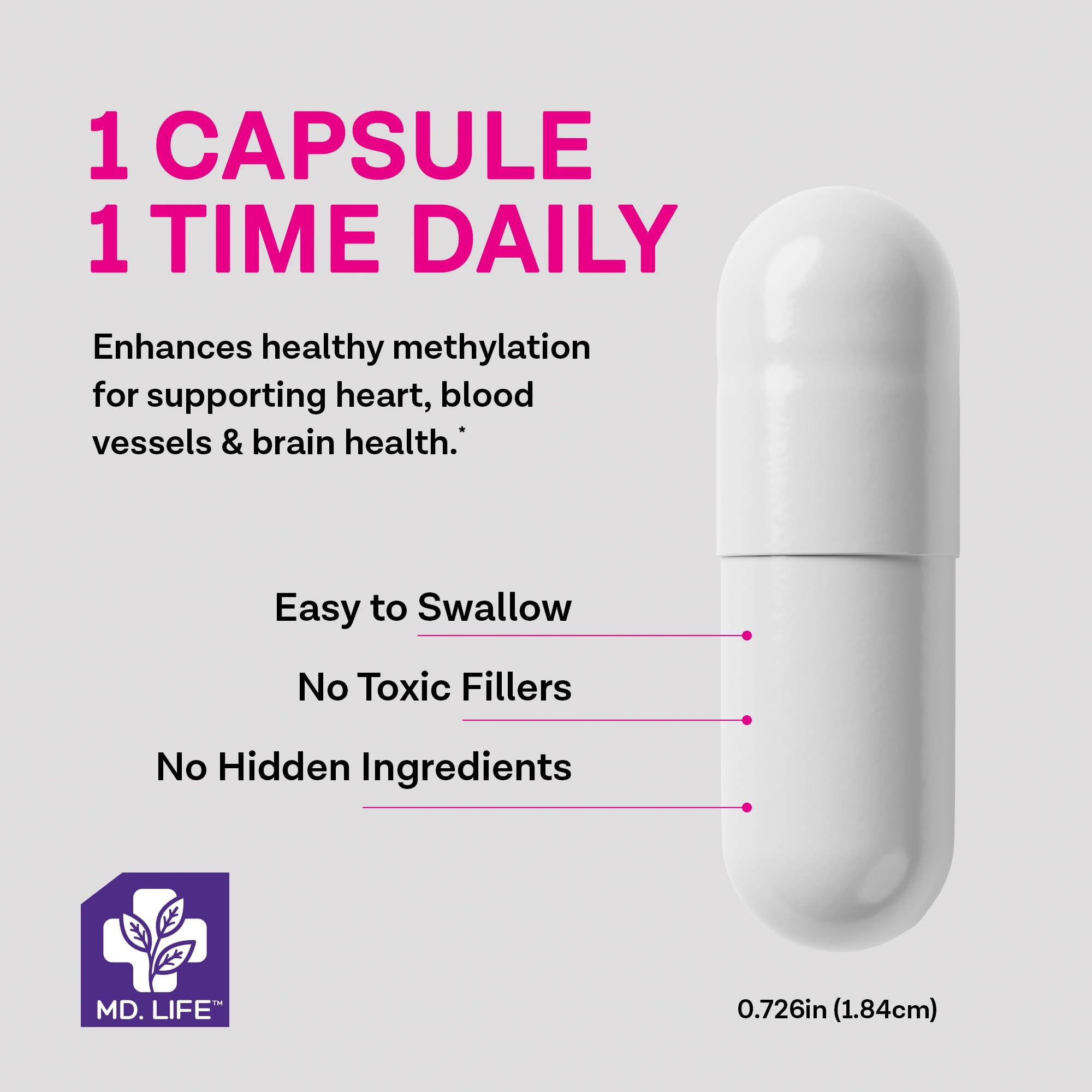 MD Life L-Methylfolate 1 mg bottle for daily wellness