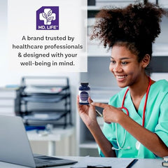 Lifestyle image showing how to take MD. Life Potassium Magnesium Supplement