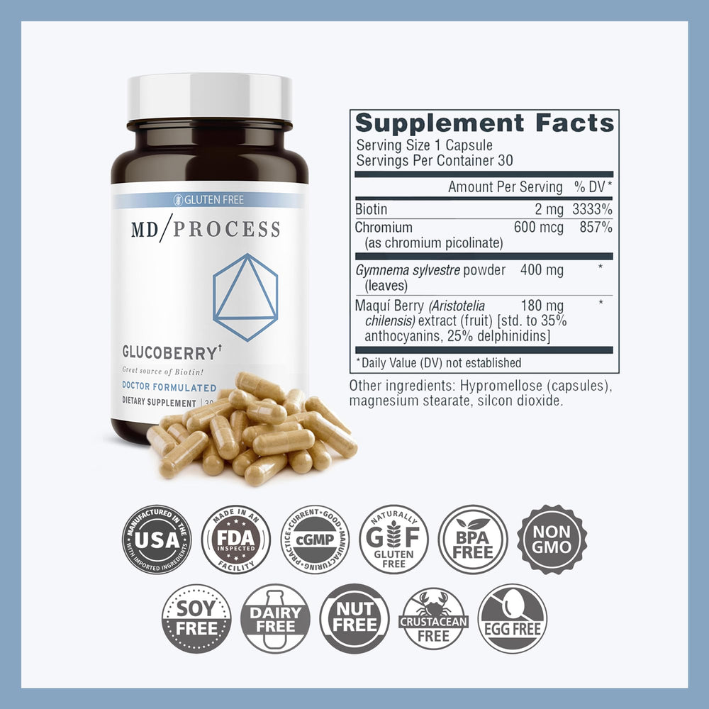 MD Process GlucoBerry biotin capsules for everyday vitality