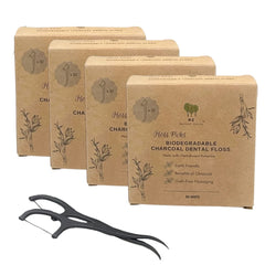 Me Mother Earth vegan biodegradable dental floss picks with bamboo charcoal