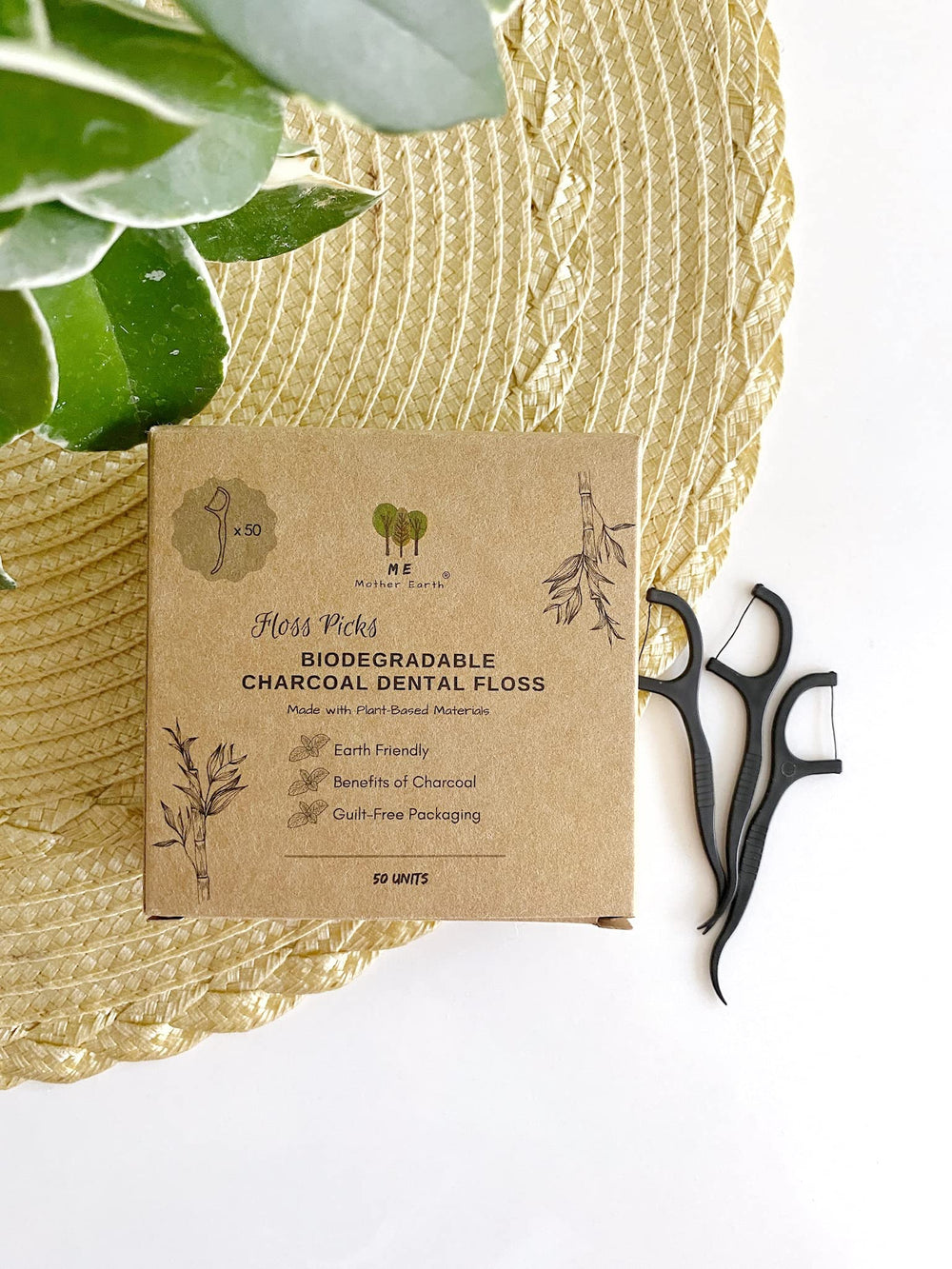 On-the-go dental care with biodegradable floss picks