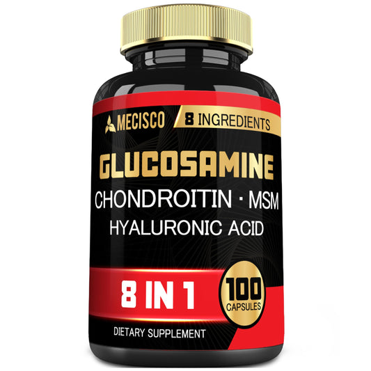 Front view of Mecisco 7000mg Glucosamine Chondroitin MSM bottle