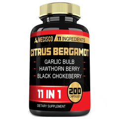 Bottle of Mecisco Citrus Bergamot 11in1 1000mg with 200 capsules