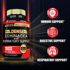 Organic goldenseal capsules with echinacea and surrounding herbs
