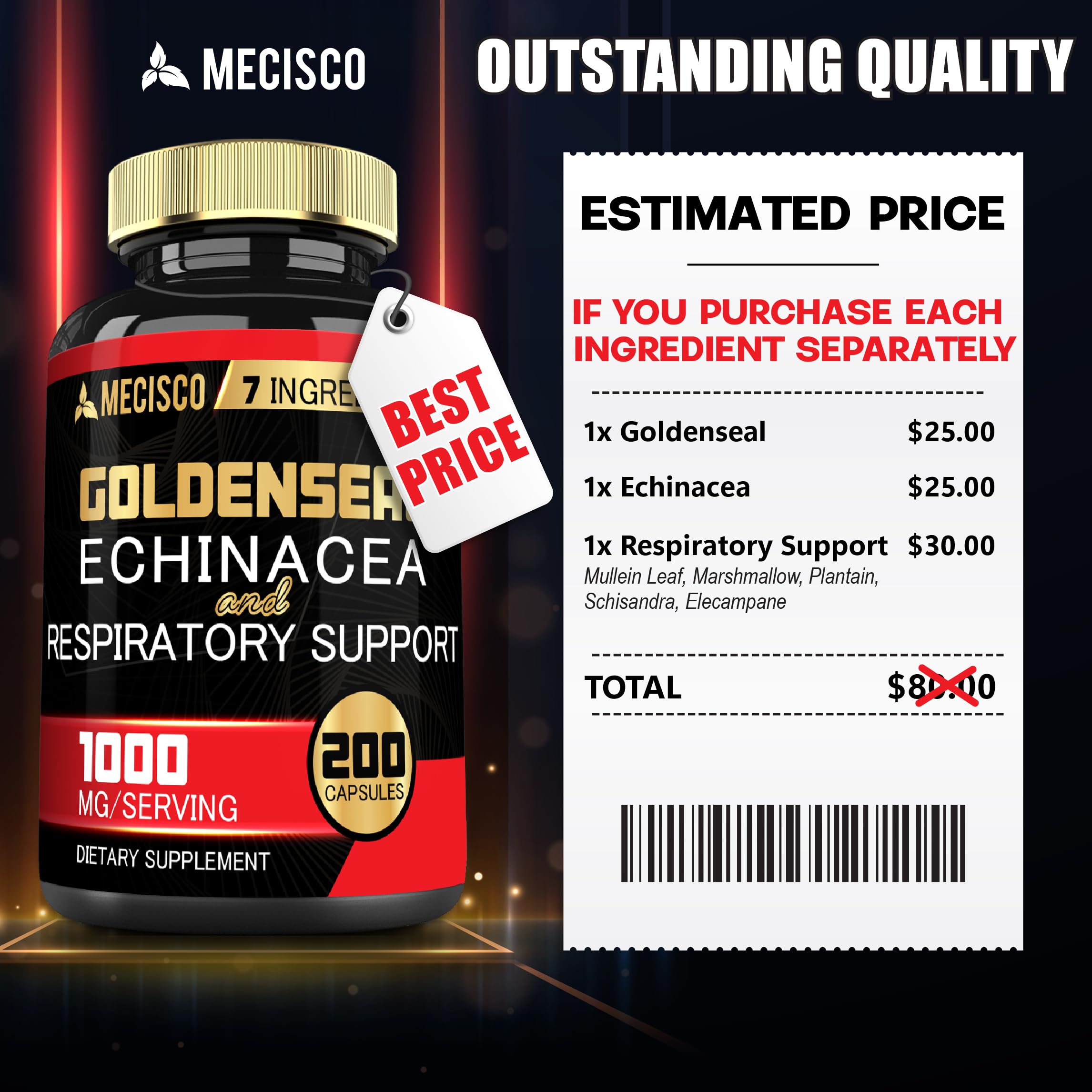 Mecisco Goldenseal 200-cap bottle ready for use