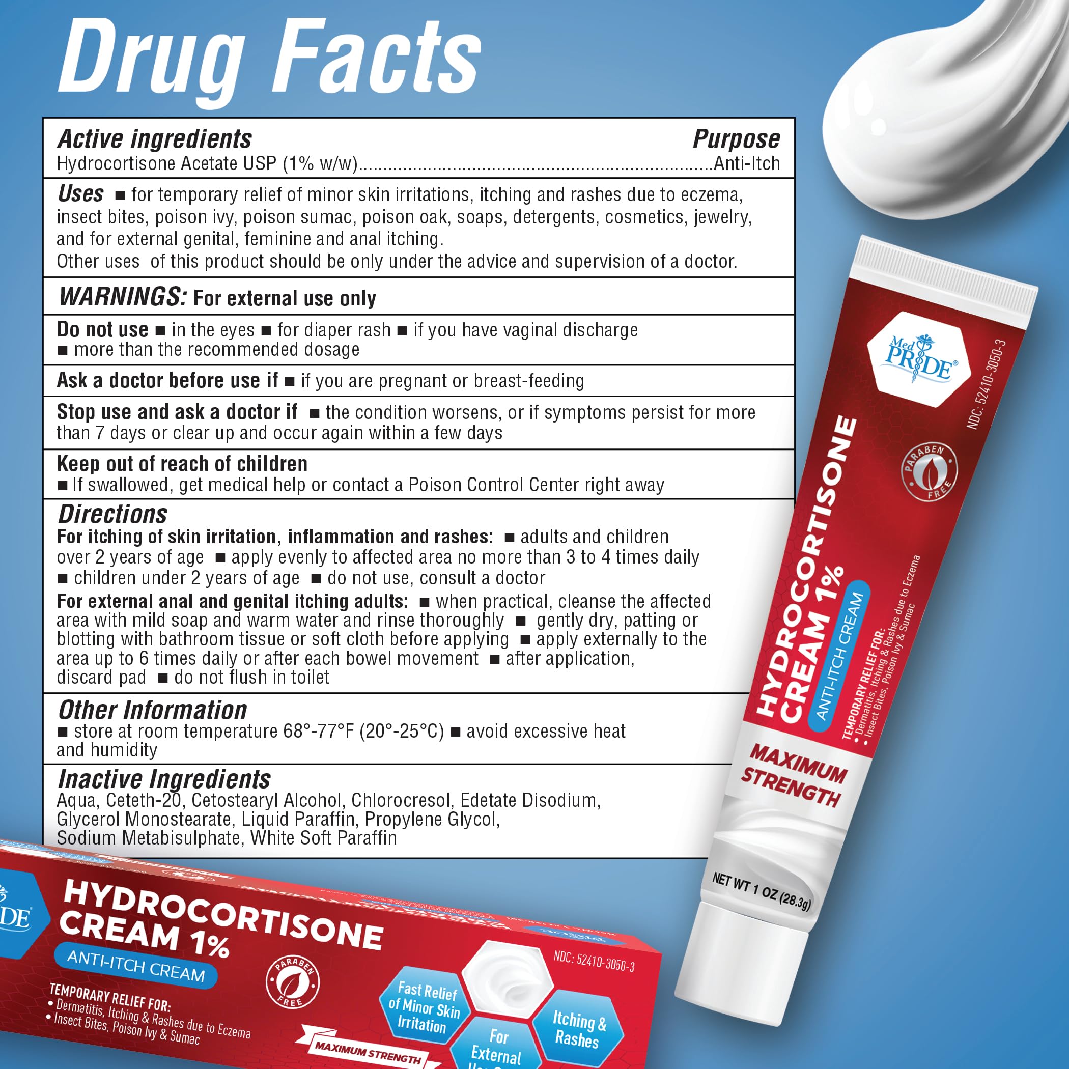 MED PRIDE hydro cortisone cream eczema-treatment soothes redness and itch.