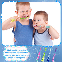 Bright kangaroo design toothbrushes in four colors for children