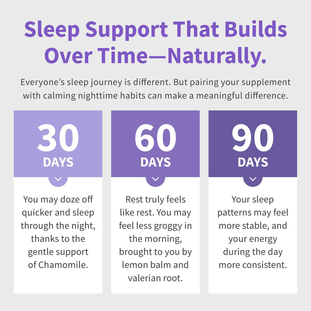 90-count bottle and label highlighting sleep support