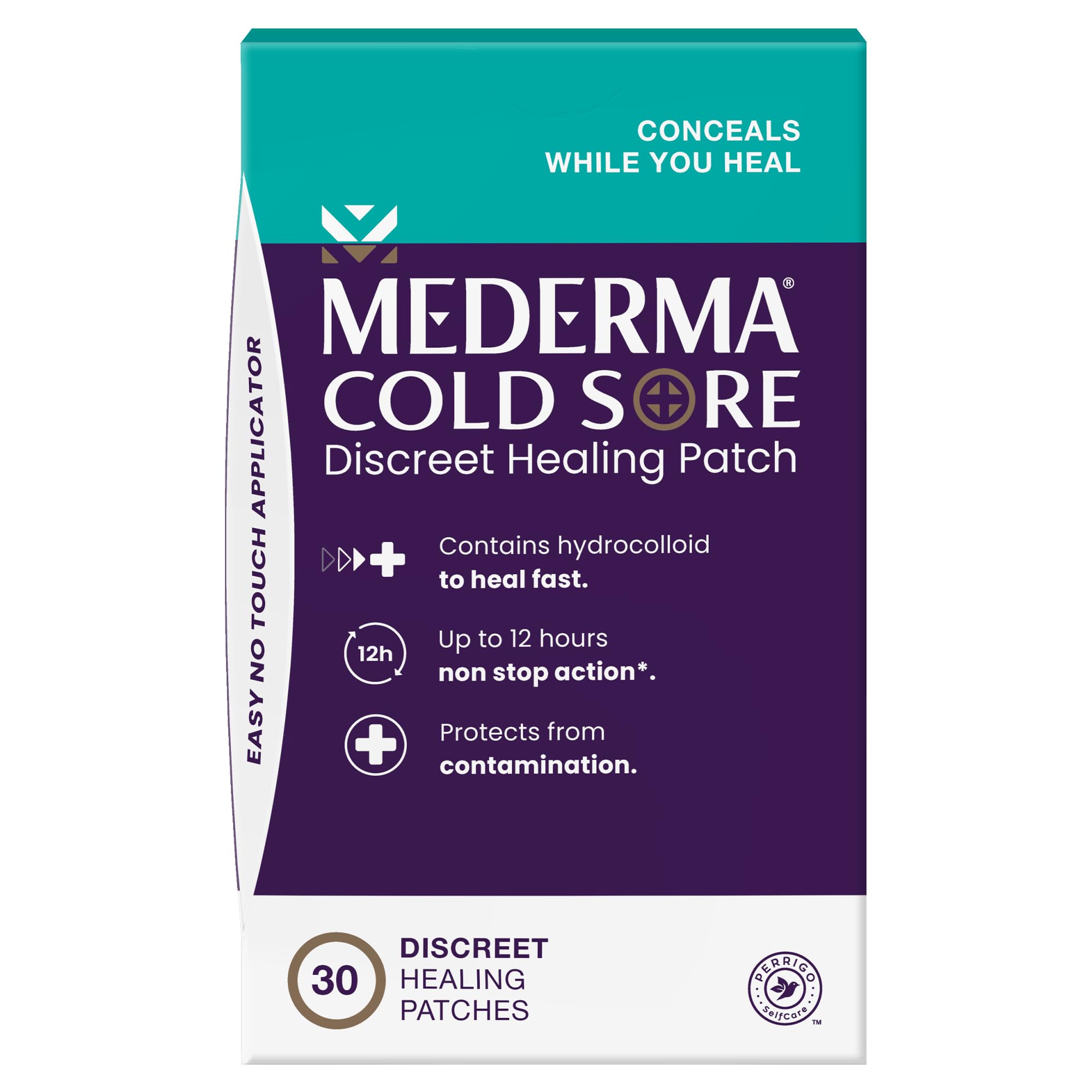 Mederma Cold Sore Patch on lip demonstrates discreet protection and faster healing.
