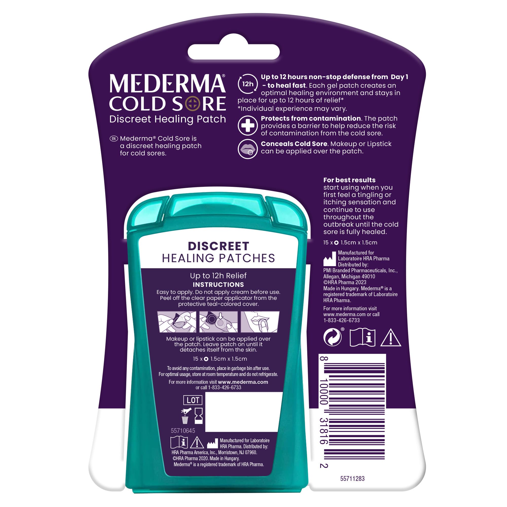 Mederma Fever Blister Patch portable box fits pocket or purse.