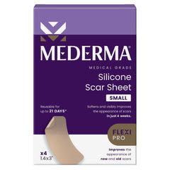 Mederma packaging for medical-grade silicone scar sheets, easy to store.