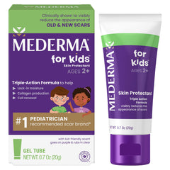 Mederma Scar Gel for Kids applying purple-to-clear on skin for kid-friendly use.