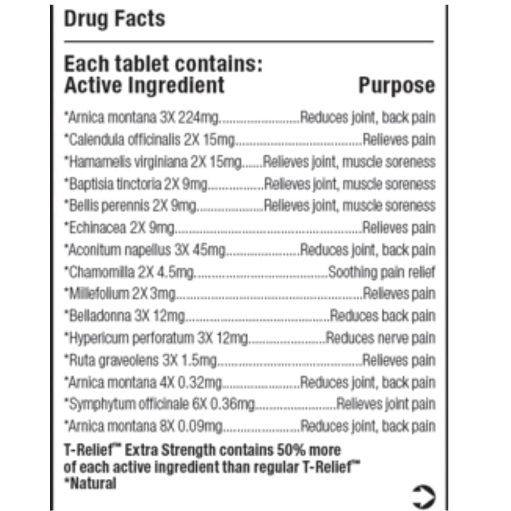 MediNatura T-Relief cgmp quality label emphasizes potency and purity.