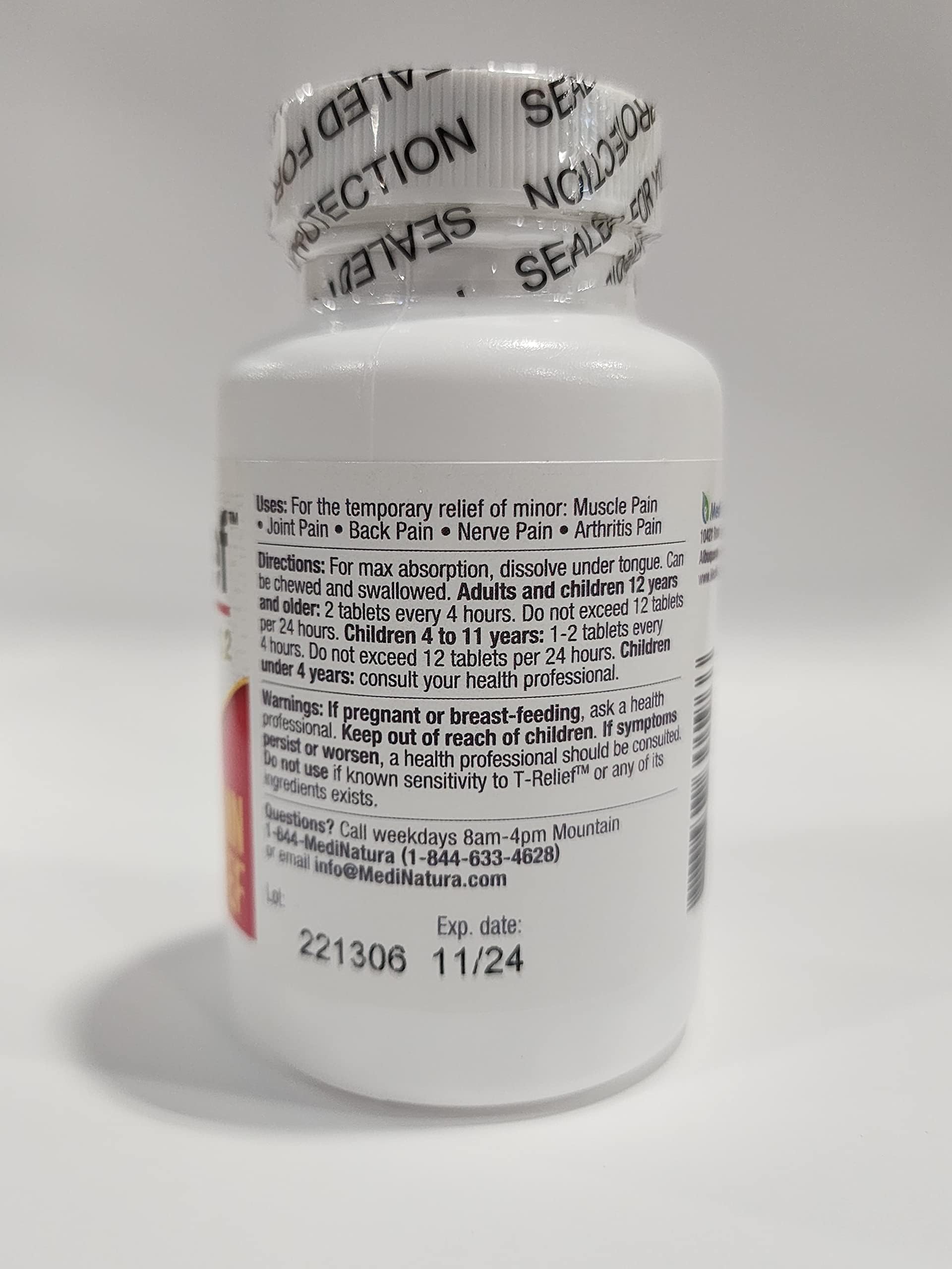 MediNatura T-Relief day-use non-drowsy formula for daytime comfort.