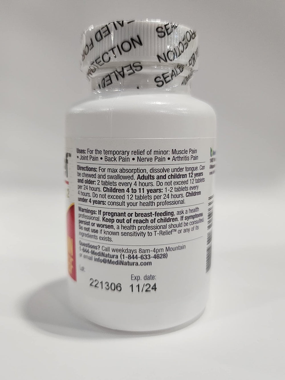 MediNatura T-Relief day-use non-drowsy formula for daytime comfort.