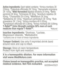 MediNatura T-Relief tablet dissolve closeup for fast, systemic relief.