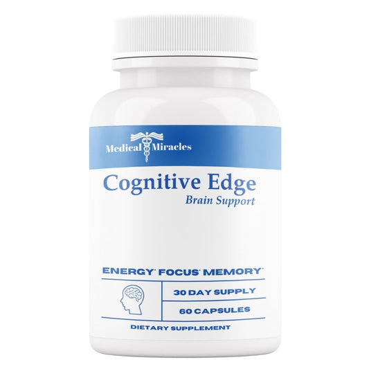 Front view of Medical Miracles Cognitive Edge Brain Support bottle showing label