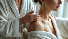 Hands applying Medical Miracles Roll-On to a muscle area