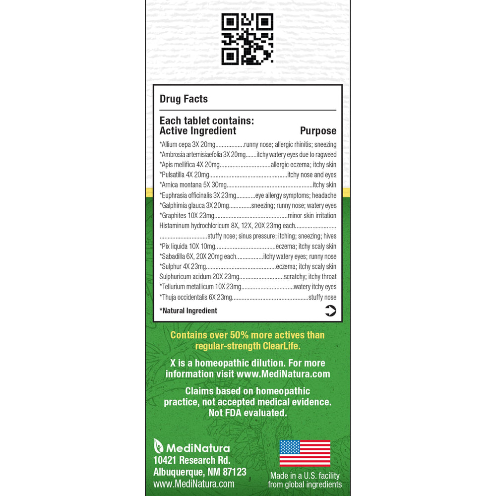 MediNatura ClearLife tablets closeup showing compact pack for travel relief