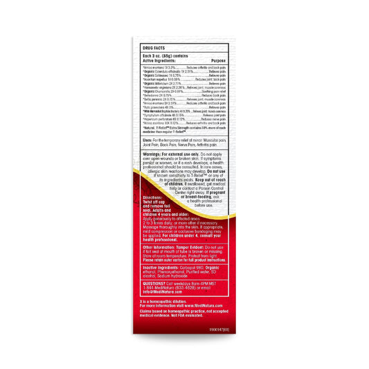 MediNatura T-Relief 12 natural actives label highlights plant-based relief.