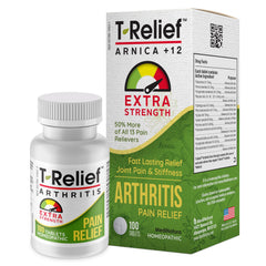 MediNatura T-Relief bottle front for quick joint support.