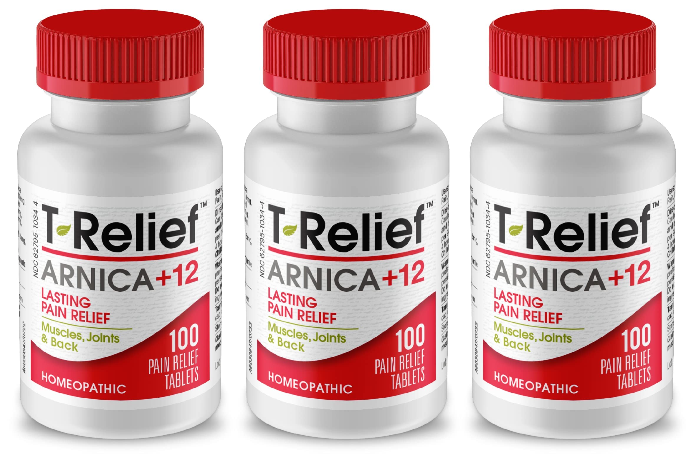 MediNatura T-Relief bottle top shows easy-dose tablets for quick relief routines.