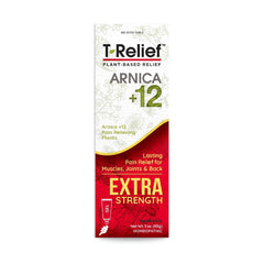MediNatura T-Relief Arnica gel bottle application for fast-acting relief.