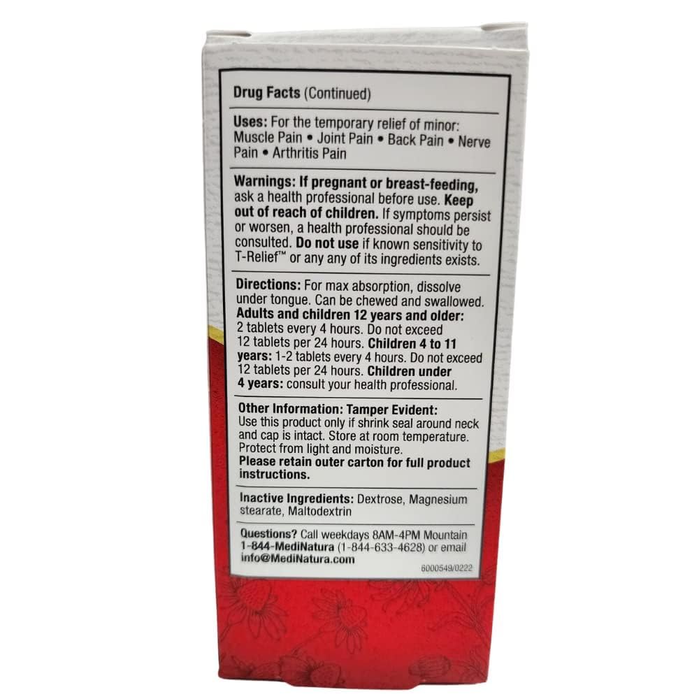 MediNatura T-Relief tablets being dispensed for easy dosing