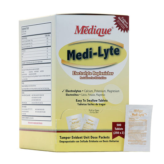 Front view of Medique Medi-Lyte Electrolyte Replenisher box