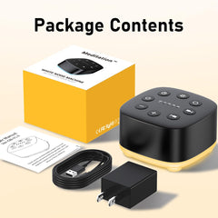 Meditation White Noise Machine compact design maximizes space-saving for desks and nightstands.