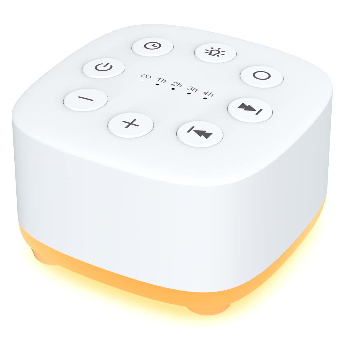 Meditation white noise machine front view shows compact bedside sleep aid and travel use