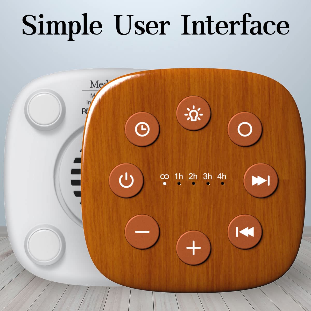 Meditation white noise machine wood grain timer with auto-off options.
