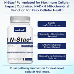 Product with bottle and capsules on white background