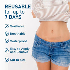 MEDLOT scar sheets adhered on skin with water-resistant grip during showers.