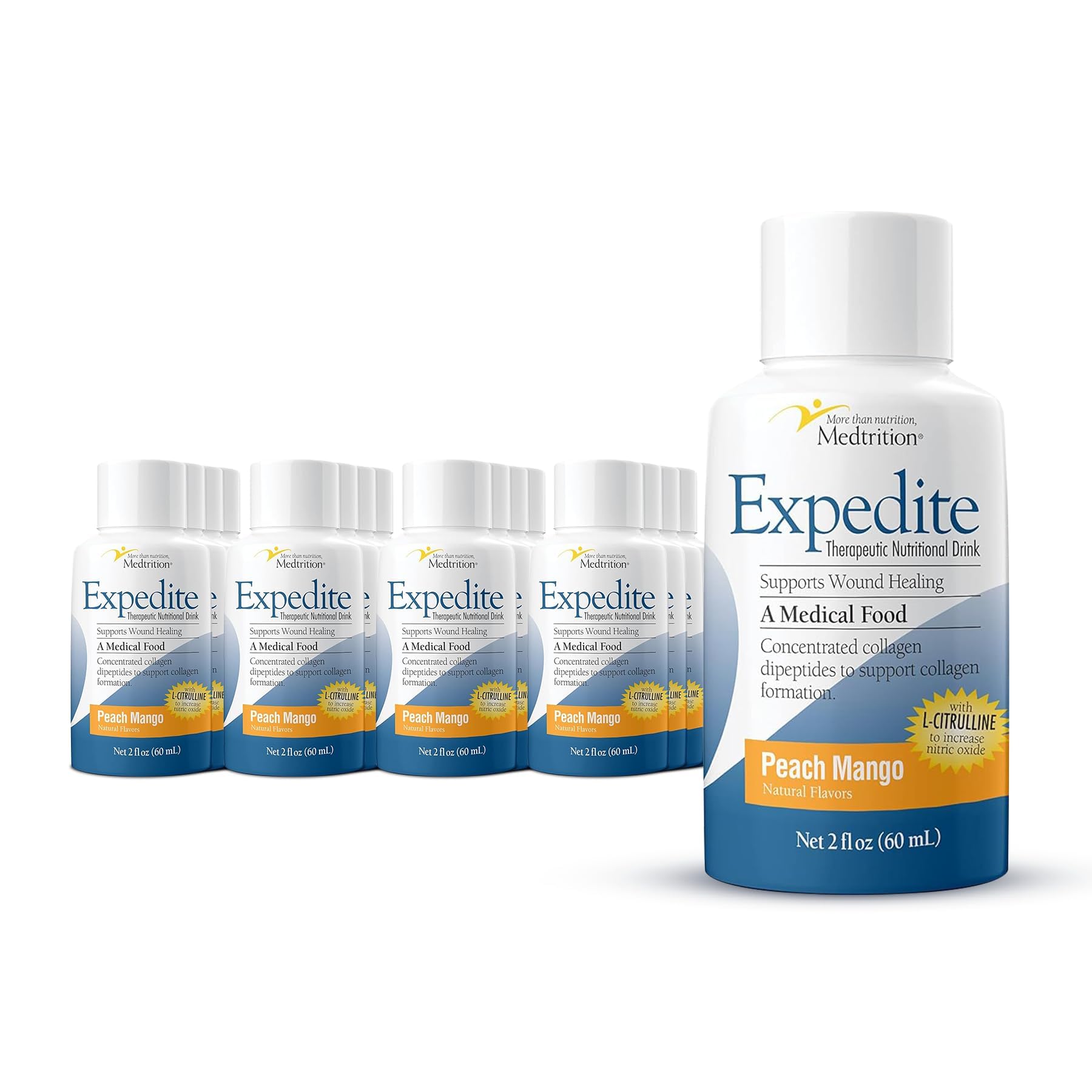 Medtrition Expedite peach mango bottle offers easy recovery nutrition after surgery