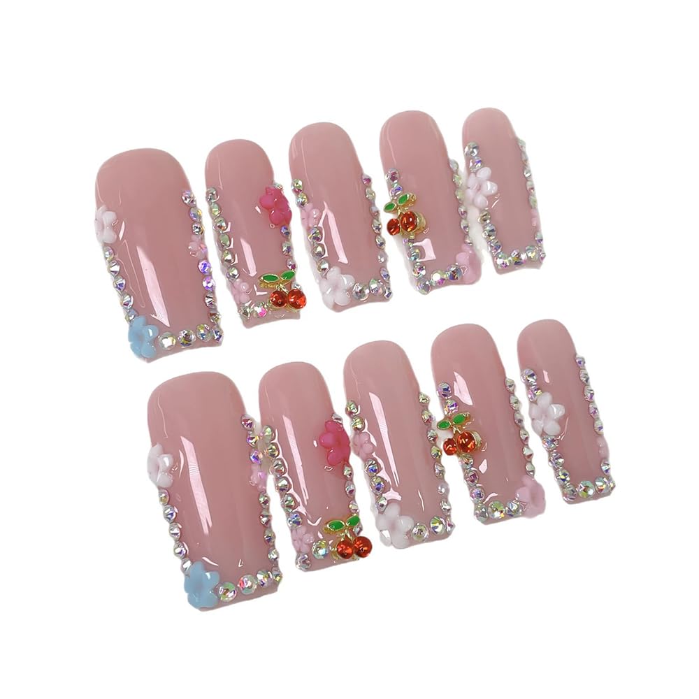 Meemooron pink French tip nails with glossy coating for chic nails